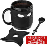 Livraison gratuite 1 pièce créative Ninja Mug noir masque tasse en céramique avec cuillère épée café lait thé tasses nouveauté cadeaux