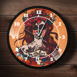 Crâne de sucre Design mur Art crâne fille jour des morts décor à la maison Calavera fille cadre en métal horloge murale mouvement de balayage précis