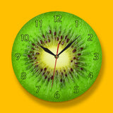 Fruits d'été Kiwi conçu vert horloge murale Kiwi fruits frais tranche horloge ronde Actinidia Berry cuisine décor mural horloge montre