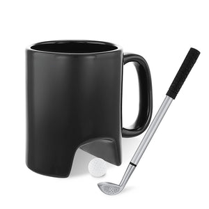 Livraison gratuite 1 pièces Creative 300 ml tasse de Golf café en céramique noire avec poignée de Golf forme stylo personnalité tasses en céramique et tasse