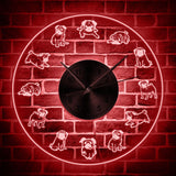 Carlin vie horloge murale dessin animé carlins LED néon signe éclairé acrylique horloge murale grand carlin amant cadeau Cool salon décor intérieur