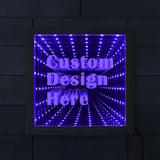 Image personnalisée Logo texte LED infini miroir bois cadre personnalisé LED cadre photo Cool infini LED Tunnel lampe néon