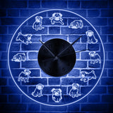 Carlin vie horloge murale dessin animé carlins LED néon signe éclairé acrylique horloge murale grand carlin amant cadeau Cool salon décor intérieur