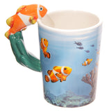 1 pièce grand cadeau pour plongée sous-marine Divers Orange Clown poisson poignée tasse mer anémone poisson tasse nouveauté tasse en céramique Clownfish Mug