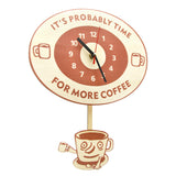 Heure pour plus de café citation inspirante café horloge murale avec tasse oscillante café horloge décorative horloge murale montre café amoureux cadeau