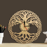 Horloge murale moderne géométrie sacrée fait main chef d'oeuvre rustique bois arbre de vie horloge murale arbre infini décor maison Zen