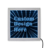 Image personnalisée Logo texte LED infini miroir bois cadre personnalisé LED cadre photo Cool infini LED Tunnel lampe néon