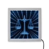 Échelle de la Justice loi avocat symbole LED miroir infini élégant cabinet avocat bureau tribunal éclairage mur décor LED miroir