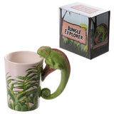 1 pièce forêt tropicale décalcomanie caméléon tasse en céramique Jungle Explorer 3D caméléon en forme de poignée Animal tasse à café cadeaux