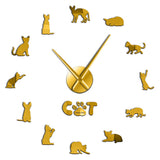 J'aime mon Devon Rex chat Silhouette numéros sans cadre miroir Surface Sticker mural décor Devon Rex chat bricolage grande horloge murale montre