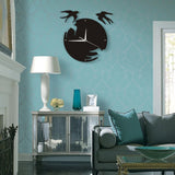 Hirondelles horloge murale oiseaux s'est envolé Art mural moderne oiseaux volants œuvre décor naturel à la maison suspendus montre murale hirondelles cadeau