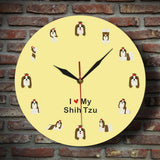 Shih Tzu pépinière Animal chien horloge murale chinois Lion chien enfant chambre dessin animé décor mural chrysanthème chien race suspendus montre murale
