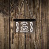 Personnalisé Salon De Coiffure LED Néon Signe Pôle De Coiffeur Style Logo Coupes Et Rase Acrylique Suspendus Panneau Décoratif Coiffeur Cadeau