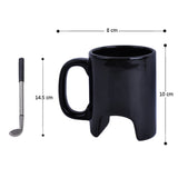 Livraison gratuite 1 pièces Creative 300 ml tasse de Golf café en céramique noire avec poignée de Golf forme stylo personnalité tasses en céramique et tasse