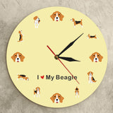 J'adore mon Beagle dessin animé horloge murale anglais Beagle chiot chien Art mural horloge Quartz silencieuse montre murale Beagle maman Pet amant cadeau