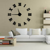 Bricolage moderne grande horloge murale 3D miroir Surface autocollant décor à la maison Art géant horloge murale montre avec chiffres romains grande horloge