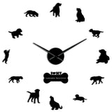 Le Labrador Retriever grande horloge murale chien race Labrador bricolage Art mural avec miroir acrylique autocollant effet miroir grandes mains horloge