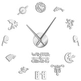 Médiévale fantaisie maison Stark devise maison mots hiver est à venir mur Art bricolage grande horloge murale décor à la maison grandes aiguilles mur montre