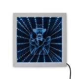 Salon de coiffure Logo LED miroir infini cadre en bois salon de coiffure LED infini lampe Tunnel miroirs illuminés espace sans fin graphique