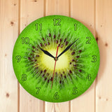 Fruits d'été Kiwi conçu vert horloge murale Kiwi fruits frais tranche horloge ronde Actinidia Berry cuisine décor mural horloge montre