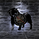 1 pièce vinyle Record horloge bouledogue français Pet mignon Animal décor mural rétro horloge suspendue à la main cadeaux créatifs