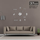 Bricolage Horloge géante montre horloges murales Horloge 3d bricolage acrylique miroir autocollants décoration de la maison salon Quartz grande aiguille mains