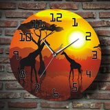 Horloge murale décorative Art mural girafe Serengeti coucher de soleil africain Savannah Safari décor mural montre murale
