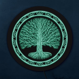 Druidic Yggdrasil arbre de vie LED enseigne au néon Style celtique Logo Viking nordique mythologie païenne gothique Talisman éclairage mural décor