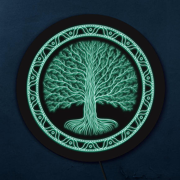 Druidic Yggdrasil arbre de vie LED enseigne au néon Style celtique Logo Viking nordique mythologie païenne gothique Talisman éclairage mural décor