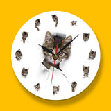 Chatons dans le trou du papier mignon enfant chambre pépinière horloge murale Kitty jouer moderne horloge murale chat Art décor imprimé montre murale