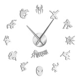 Peter Parker fictif Spider super-héros horloge murale géante Spidey Art mural décor à la maison chambre d'enfant autocollant bricolage bande dessinée grande horloge murale