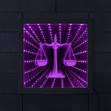 Échelle de la Justice loi avocat symbole LED miroir infini élégant cabinet avocat bureau tribunal éclairage mur décor LED miroir