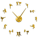 Coréen arts martiaux Taekwondo chiffres bricolage géant horloge murale Kickboxing karaté gars Stickers muraux décoratifs grande horloge murale montre