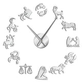 Signes du zodiaque autocollants d'art mural exclusif horloge murale Constellation bricolage horloge murale géante astrologie horloge suspendue montre décor à la maison