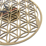 Fleur de vie intersecte anneaux géométrique en bois horloge murale géométrie sacrée Laser Cut horloge montre pendaison de crémaillère cadeau chambre décor