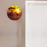 Horloge murale décorative Art mural girafe Serengeti coucher de soleil africain Savannah Safari décor mural montre murale