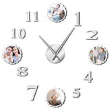 Horloge murale acrylique bricolage 3D personnalisée avec 4 impressions personnalisées imprimées avec votre Portrait de famille horloge murale cadeau pendaison de crémaillère