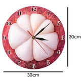 Mangoustan stylisé fruits exotiques tranche horloge murale moderne montre murale décor à la maison tropicale botanique imprimé horloge ronde