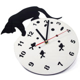 Chat sur un Fishbowl Adorable horloge murale Art chat et poisson décor maison chasseur Kitty chat moderne horloge murale chat Pet amoureux cadeau