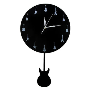 Horloge murale guitare moderne avec balancier guitare Studio de musique horloge décorative montre Art mural mélomane guitariste cadeau