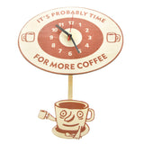 Heure pour plus de café citation inspirante café horloge murale avec tasse oscillante café horloge décorative horloge murale montre café amoureux cadeau