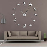 Jurassique dinosaures mur Art t-rex bricolage grande horloge murale enfants chambre décoration géant sans cadre horloge murale Dino moderne horloge montre