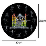 DJ crâne squelette mélange musique partie horloge murale avec des squelettes de danse drôle comme numéros Halloween décor à la maison suspendus montre murale