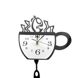 Créative tasse à café et cuillère cuisine moderne horloge murale avec cuillère à balancer tasse à café pendule horloge murale buveur de café cadeau