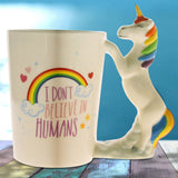 1 pièce je ne crois pas les humains 3D licorne tasses thé lait café tasses et tasses Drinkware mignon original arc-en-ciel licorne cheval tasses