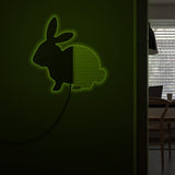 Miroir mural décoratif de lapin de chambre de bébé moderne miroir de maquillage d'animal de bois avec des lumières de LED miroir acrylique illuminé par lapin