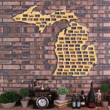 Les grands lacs état du Michigan vin liège carte suspendus bois artisanat carte mur Art maison Bar décor boire jusqu'à vin liège piège cintre