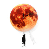 Pendule lune dorée horloge murale balançant sur la lune espace galaxie décor maison Supermoon horloge pleine lune avec balancier balançant