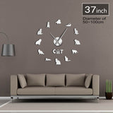 Ecossais pli chat miroir effet autocollant bricolage mur Art géant horloge murale chat amoureux Scot pli exclusif horloge murale Kitty décor à la maison