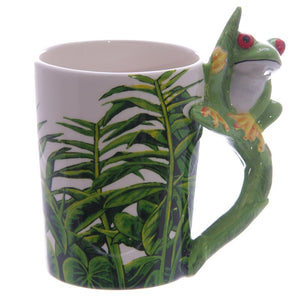 1 pièce créative grenouille céramique tasse à café 12 oz arbre grenouille en forme de poignée tasse avec feuillage décalque bureau Drinkware